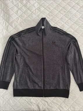 adidas Black & Charcoal Grey Zip-Front Track Jacket